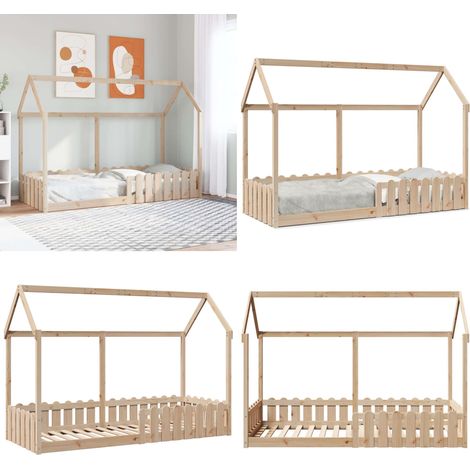 vidaXL Kinderbett Hausbett 80x200 cm Massivholz Kiefer (1/5)