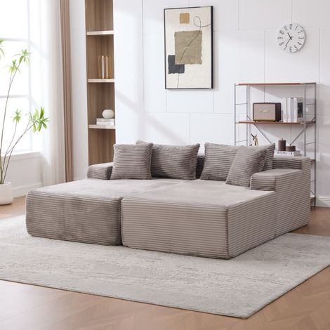 Sofá modular de compresión de tela chenille, relleno con espuma de alta elasticidad de 30D. Fácil de mover y con base antideslizante, ideal para salas de estar y otros espacios. GRIS (1/5)