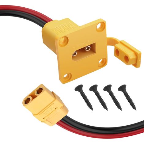 Câble de montage sur panneau XT90 10 AWG - Connecteur haute intensité pour systèmes solaires, vélos électriques, modèles RC - Fil de cuivre étamé robuste (1 m) (1/5)