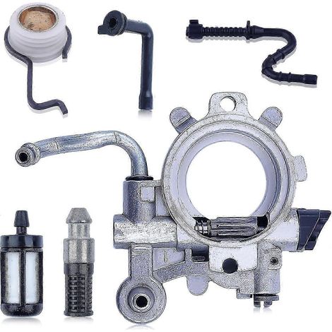 Pompe à huile, filtre à huile pour Stihl 044 MS440 MS360 MS361, arbre de chaîne, pompe à huile avec engrenage à vis sans fin, kit filtre à carburant, remplace 1128 640 3205 (1/5)