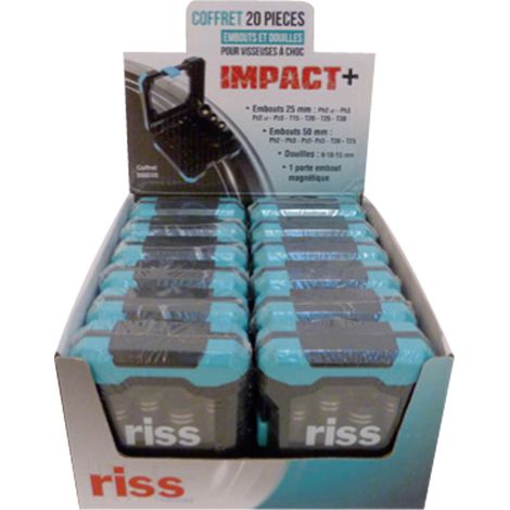 Box 12 coffrets 20pcs embouts et douilles -- vissage à choc