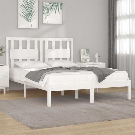 Cadre de lit 120 x 200 cm avec tête de lit en pin massif blanc, sans matelas, 23.68kg - PANGIVO (1/5)