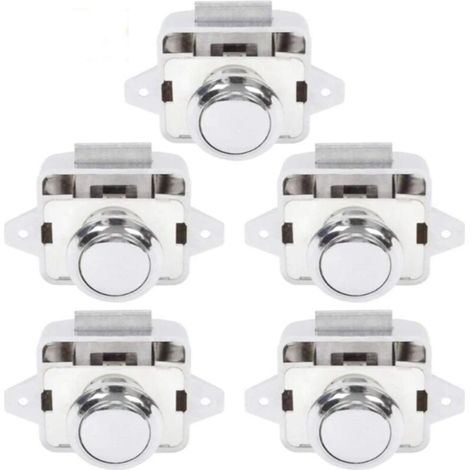 Bouton Poussoir Camping Car - Serrure Loquet Porte Fermeture Placard Bouton pour RV caravane de moteur 5 pièces Argent (1/5)