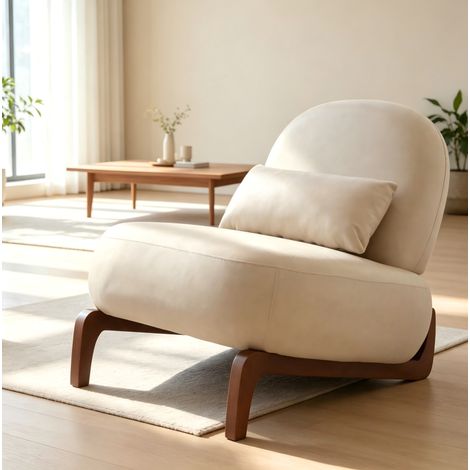 Chais sans accoudoirs en velours camel, pieds en bois, usage quotidien pour salon et chambre (1/5)
