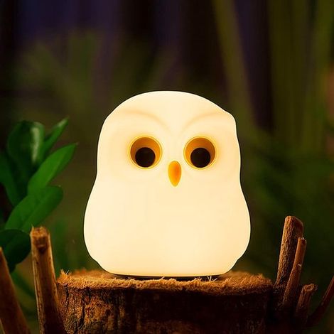 Veilleuse hibou pour enfants - lumière LED en silicone à couleurs changeantes et douces - cadeau d'anniversaire - décoration de chambre (1/5)