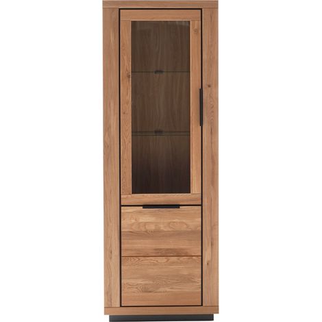 Vitrine 1 porte coloris chêne massif huilé - Longueur 72 x Hauteur 200 x Profondeur 40 cm (1/4)