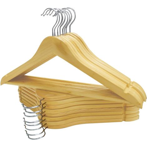Perchas de Madera Premium para Ropa - Colgador Antideslizante, Muescas para Vestidos, Packs de 12/24