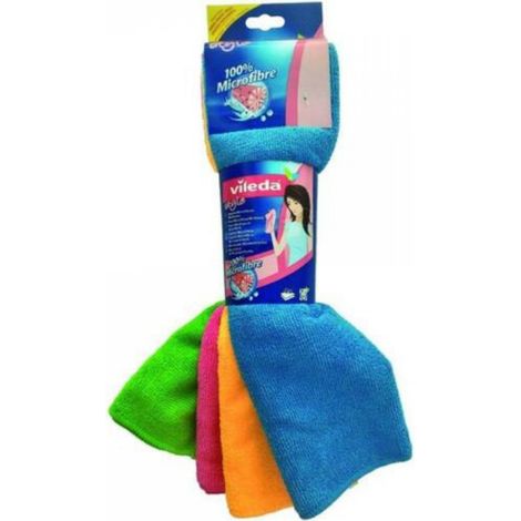 Panno in Microfibra Vileda Colors - Set 4pz Panni Colorati per Pulizia Superfici