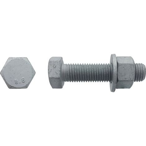 Boulon tête hexagonale partiellement fileté classe 8.8 avec rondelle GEOMET 500 B - 20 x 100 mm - BIVI