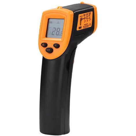 Thermomètre infrarouge portatif sans contact, thermomètre numérique LCD, thermomètre industriel infrarouge, -50 à 600°C/-58 à 1122°F (pas pour les humains) Orange (1/4)