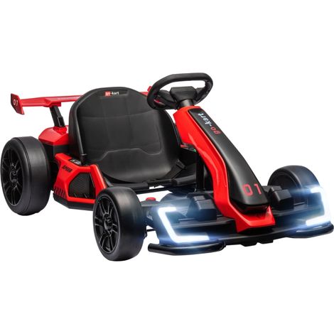 Kart eléctrico infantil con claxon y función musical, asiento regulable, hasta 12 km/h, de plástico y metal, color rojo. (1/5)