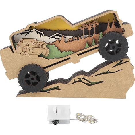 Décoration murale voiture en bois sculpté multicouche artisanat découpé artisanal pour maison (1/5)