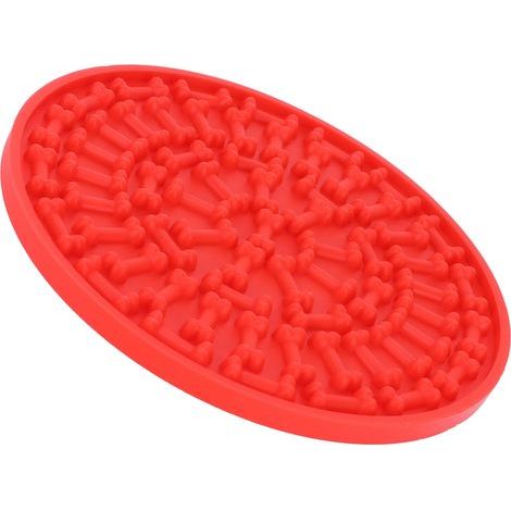 Tapis d'alimentation pour chien en silicone avec ventouse, accessoire pour le bain et le toilettage, rouge (1/4)