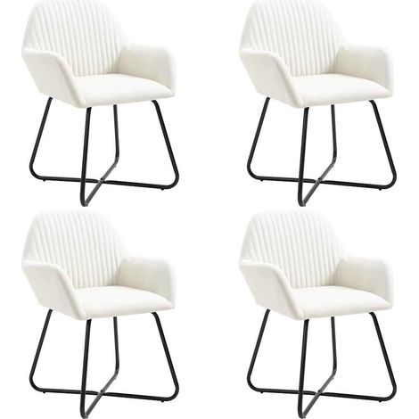 vidaXL Sillas de comedor 4 unidades tela color crema (1/5)