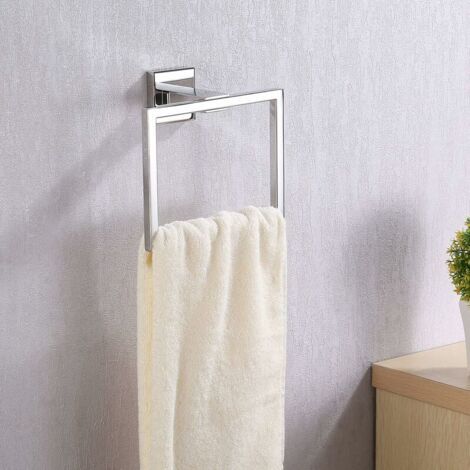 Handtuchring aus Edelstahl, Handtuchhaken zum Aufhängen, Badezimmeraccessoires, moderner Hotelstil, quadratisch, zur Wandmontage (1/4)