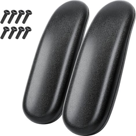2 x Accoudoirs pour chaises Coussinets de rechange universels 255 x 75 x 40 mm pour chaise de bureau avec vis de montage Noir (1/5)