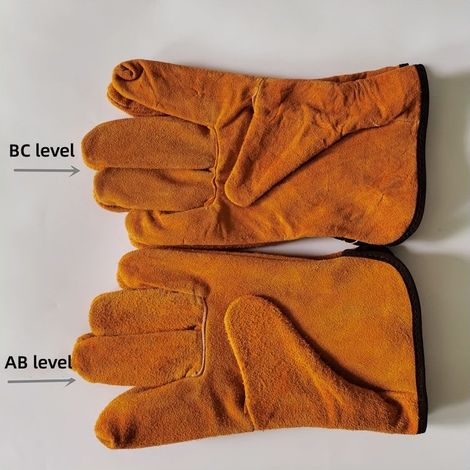 GROOFOO Gants de Travail en Cuir de Vachette Double Épaisseur pour Hommes et Femmes, Gants de Soudage Résistants à la Chaleur et au Feu, Gants de Gréement pour Chauffeur, Construction, Jardinage (Brow