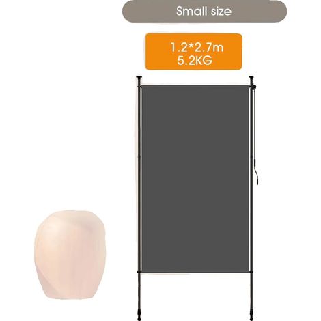 Toldo vertical exterior, accionamiento manual, altura regulable, color gris, 1,2 m x 2,7 m. (1/2)