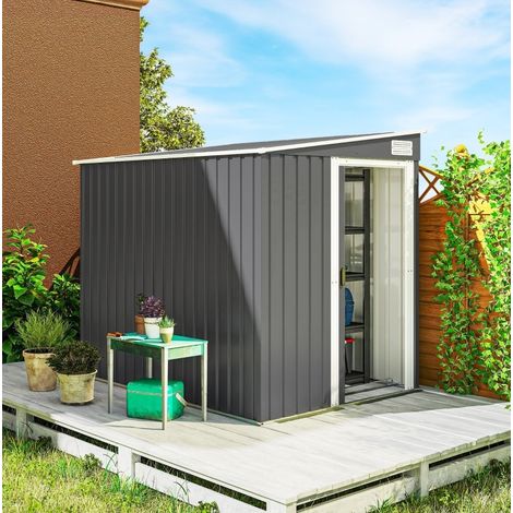 Abri de jardin 154x206,5x181 cm en acier gris foncé, avec rangement pour extérieur FloraGrace (1/5)