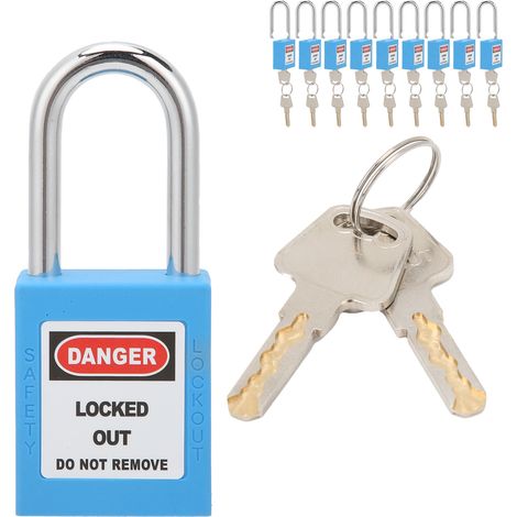 10 jeux de cadenas de sécurité de 1,5 pouce, verrou isolé anticorrosion pour poutre en acier, destiné à la fabrication de machines industrielles (bleu) (1/5)