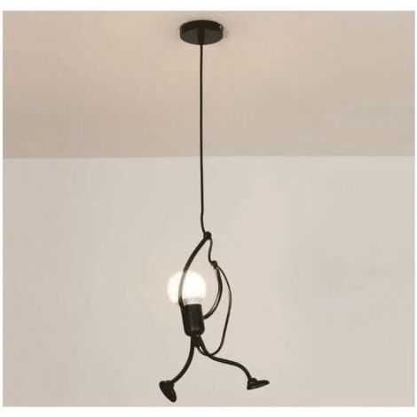 Moderne schwarze Metall-Pendelleuchte, Durchmesser 26 cm, Höhe 140 cm – Schwarz lackiert – E27-Fassung – Stimmungslicht für Kinderzimmer (1/5)