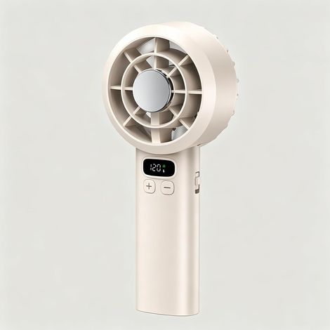 Ventilateur portable à 120 niveaux de vitesse – Réglage continu par molette – 7 pales + moteur brushless puissant – Batterie 3000mAh (8h d’autonomie)–Écran LED–USB-C rapide – 2 en 1 (main ou bureau) (1/4)
