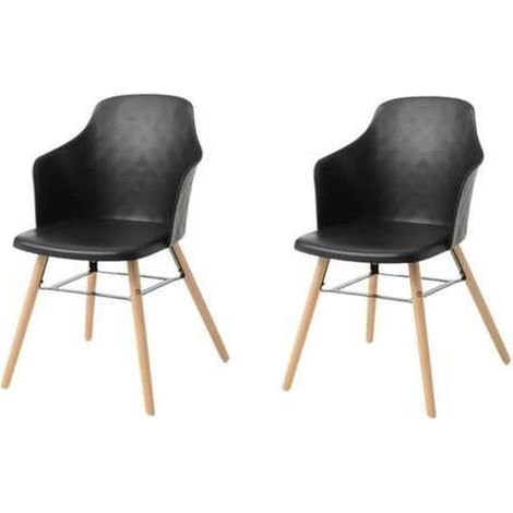 Lot de 2 chaises design en polypropylène avec pieds en bois NIELS (1/3)