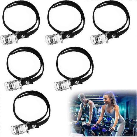 Lot de 6 sangles de pédales de vélo avec boucles métalliques, compatibles avec la plupart des vélos (vélos d'appartement, VTT, BMX, vélos de spinning). Idéal pour une utilisation à domicile ou en sall (1/5)