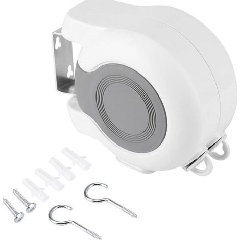 Corde a Linge Retractable Etendoir Linge Extensible Exterieur, Etendoir Linge Séchoir à Linge Rétractable à Fixation Murale Double pour Intérieur et Extérieur 26 m (2 x 13 m) (1/4)
