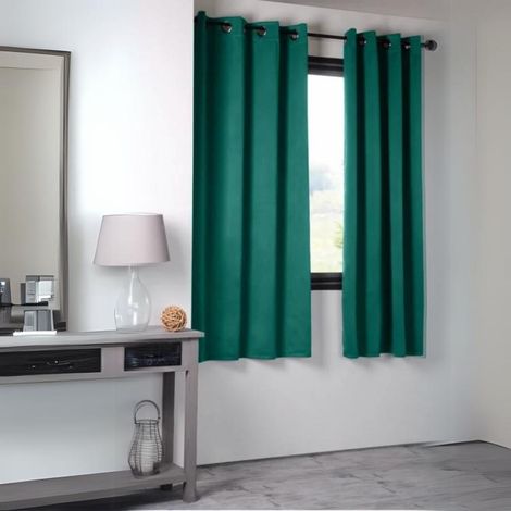 Rideau occultant uni 210gr/m2 Vert emeraude 140x280 cm