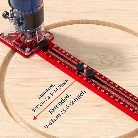 Support de rainurage pour défonceuse, gabarit de découpe de cercles de rayon 9-61 cm (1/5)