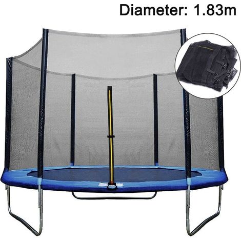 Filet sécurité trampoline Ø183cm - Rechange indéchirable pour modèle 6 poteaux, résistant aux UV