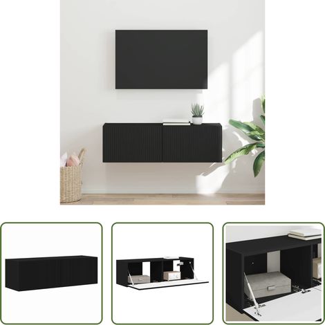 Bois d'ingénierie - Meuble TV mural Noir 98 x 31 x 29,5 cm Bois d'ingénierie (1/5)