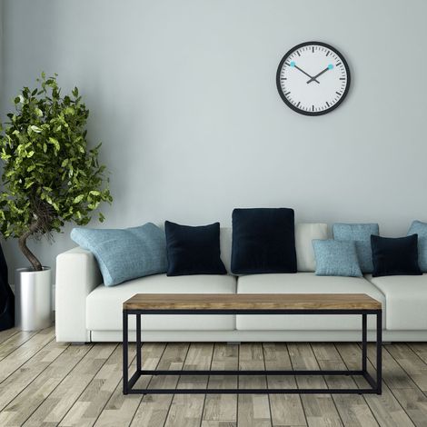 Mesa Centro iCub U Big Wood 100x60x43cm Negra en madera maciza de pino acabado vintage estilo industrial Box Furniture