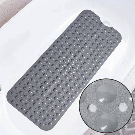 Badewannenmatte Anti-Rutsch,100×40cm, Extra Lang, mit 200 Saugnäpfen PVC-Material(Grau) (1/5)