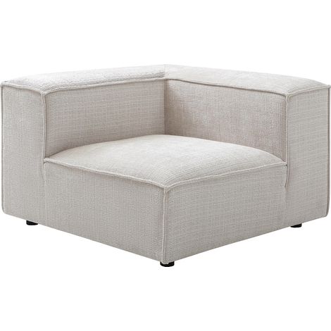 Poltrona angolare in tessuto ciniglia beige - RUZOLO