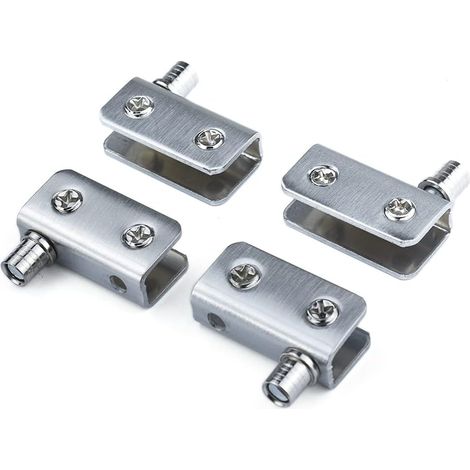 Lot de 4 charnières de porte en verre sans perçage pour porte d'armoire de douche avec plexiglas de 5 à 8 mm d'épaisseur en acier inoxydable (1/5)