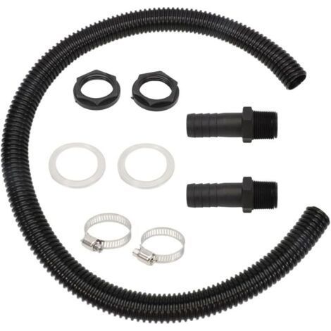 Lntyq Kit Raccord Recuperation Eau de Pluie, Raccord Recuperateur Tonneau pour Eau de Pluie, 2 Colliers de Serrage 2 Tuyaux avec Bec de Tuyau de Raccordement 50 cm 25 mm (1/5)