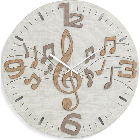 Orologio da parete moderno D30 cm MUSIC in legno laminato TRS