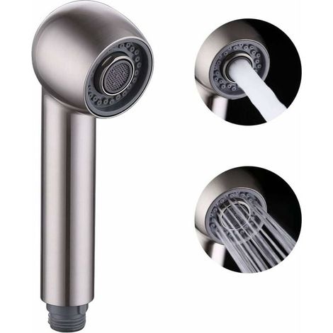 Douchette Robinet Cuisine de Rechange 2 Types de Jet Tête de Robinet Cuisine Remplacement pour Mitigeur Nickel Brossé,PFS4-BN FOREHILL (1/4)