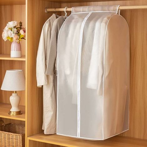 housse vetements à suspendre, 60x50x120cm PEVA étanche à la poussière et à leau housse vetement, résistant à la saleté et inodore lavable housses de vêtements réutilisable avec fermeture éclair (1/5)