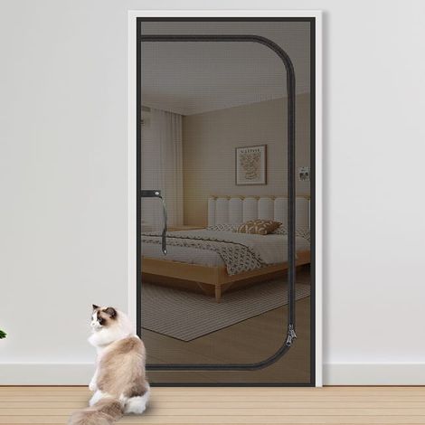 Moskitonetz für Haustiere mit anbindebarem Vorhang, 90 x 210 cm, schwarz.Eine ideale Wahl für Familien (1/5)