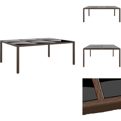 Gartentisch mit Glasplatte Braun 200x150x75 cm Rattan - Gartentisch - Esstisch - Outdoor Möbel - Gartenmöbel - Rattan Tisch (1/5)