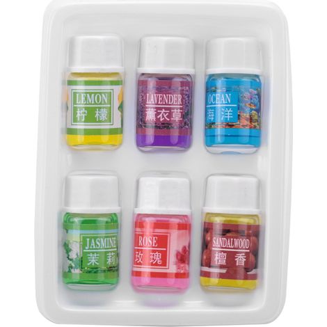 Lot de 6 flacons de 3 ml d'huile essentielle d'aromathérapie naturelle et parfumée, soluble dans l'eau, soulage la fatigue (02). (1/5)
