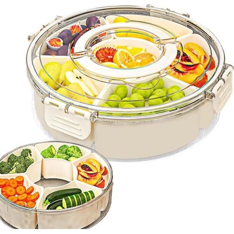 Snack Box, 6 Compartment Tray with Lid and Handle Container (1/5)