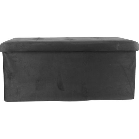 Pouf Contenitore Imbottito Pieghevole Modello Double Velvet Colore Nero (1/4)