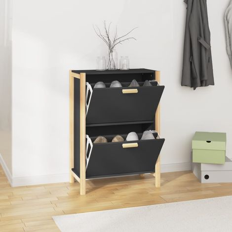 vidaXL Armoire à chaussures Noir 57,5x33x80 cm Bois d'ingénierie (1/5)