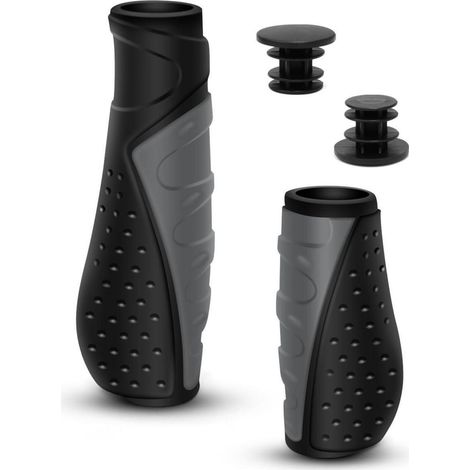 Ergonomische Fahrradgriffe rutschfest für MTB, 22,2mm Lenker, kurz & lang, grau (1/5)