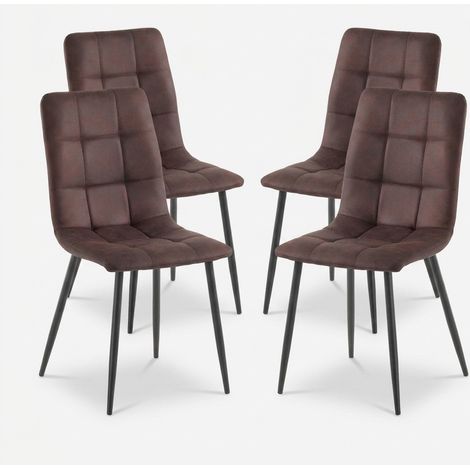 Set 4 sedie imbottite moderne in similpelle Lea - Marrone Scuro