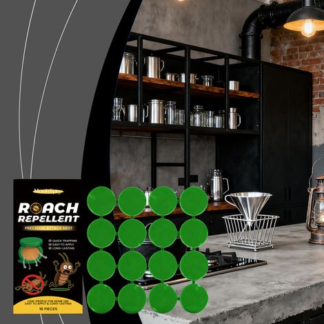 Cockroach bait patches for home and indoor use, targeting cockroach nests and eliminating cockroaches in the kitchen -- 16 pieces + adhesive backing  16 -- BIEMMEDUE (1/5)